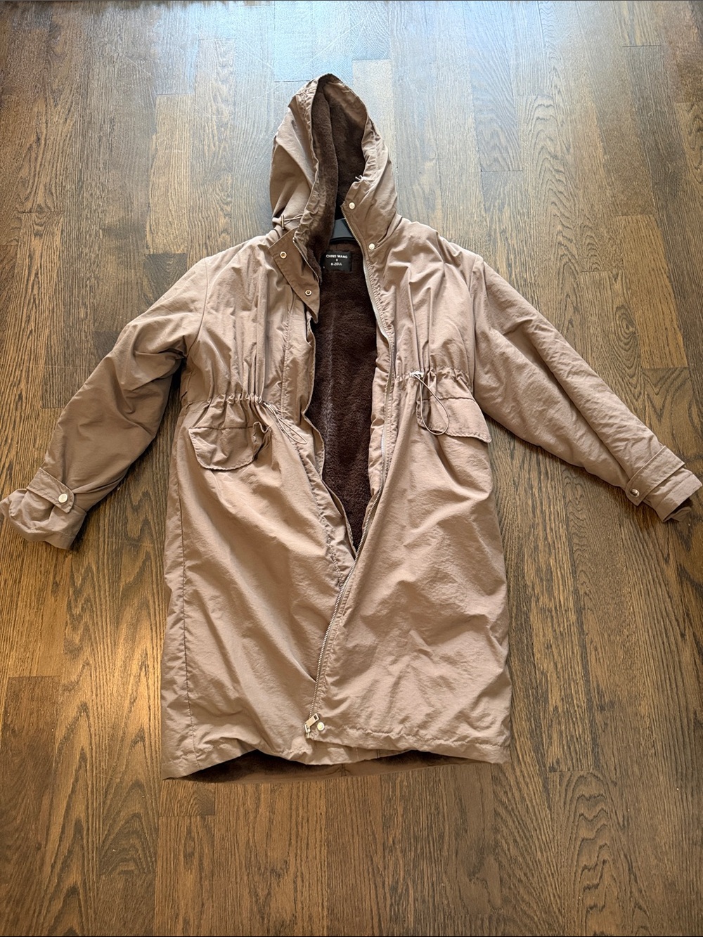 Women’s Hooded Parka Coat in Taupe - oversized Insulated Jacket